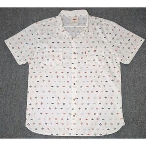 Levi's Button Up Western Shirt Boho Southwest Short Sleeve White Rodeo XXL
